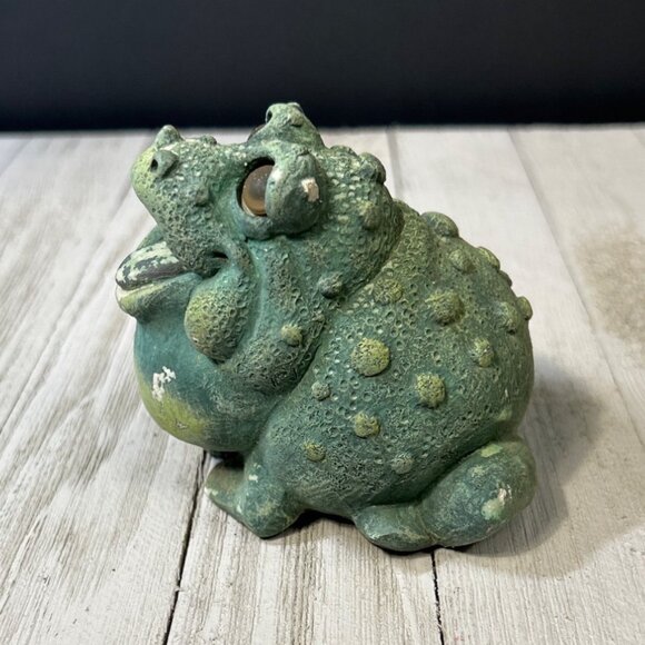 Vintage Pete Apsit Frog Toad Figurine Sculpture Heavy Resin Green Collectible - Picture 3 of 7